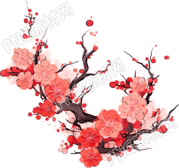 白底中國風梅花插圖設計