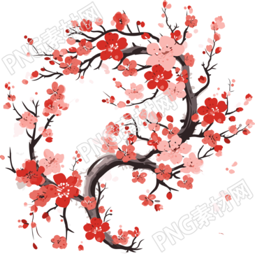 白底國風梅花插畫設計