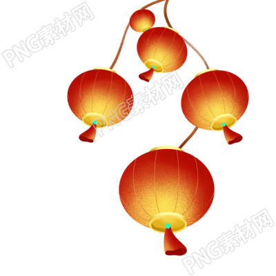 喜迎元旦大紅燈籠商用素材