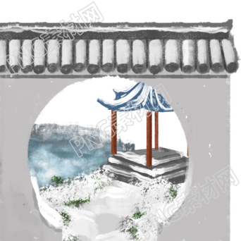 二十四節(jié)氣小寒古風(fēng)亭臺(tái)商用素材