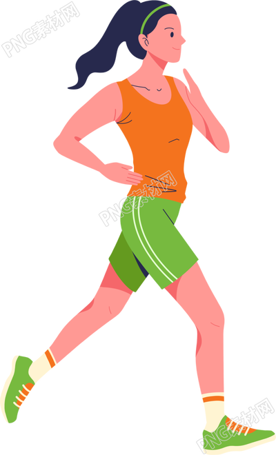跑步女生強(qiáng)健體魄手繪插畫