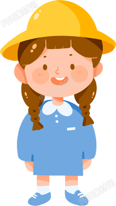 卡通可愛小女孩穿著校服手繪插圖