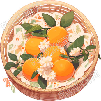籃子里的橙子插畫