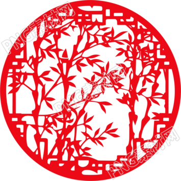 剪纸窗花竹子古风素材