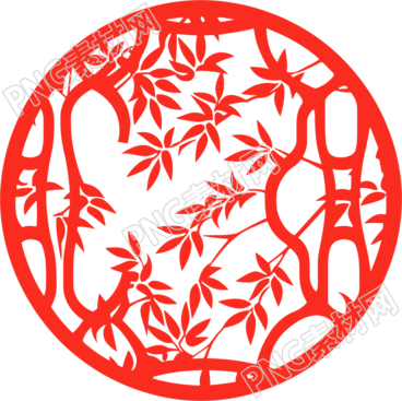 剪紙窗花竹葉插圖