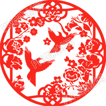 剪紙窗花喜鵲梅花插畫