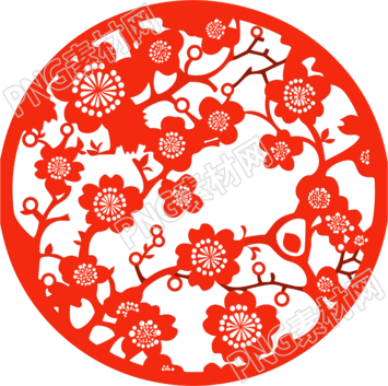 剪纸窗花腊梅插画