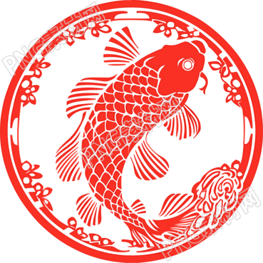 剪紙窗花錦鯉插圖