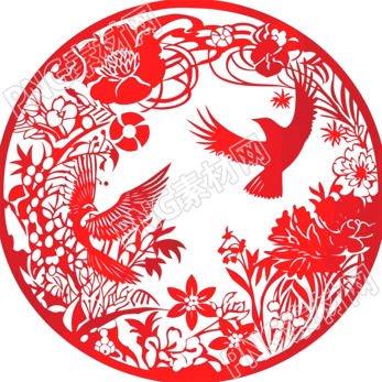 剪纸窗花喜鹊素材