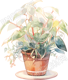盆栽貼紙插圖PNG素材