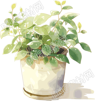 盆栽贴纸商业设计插图