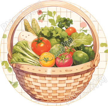 籃子里的蔬菜PNG插圖