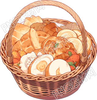 籃子里的面包插畫素材