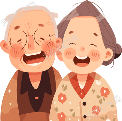 卡通老人插畫元素