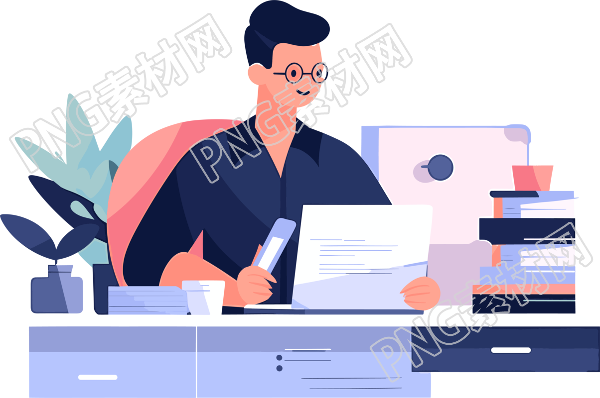 办公室工作人员透明背景PNG图形素材