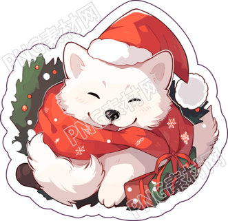 可愛(ài)小狗圣誕主題貼紙素材