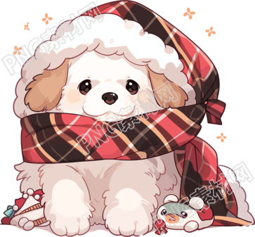 可愛(ài)小狗圣誕帽子卡通插圖