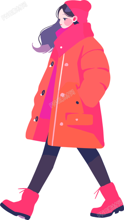 冬季羽絨服女孩插圖