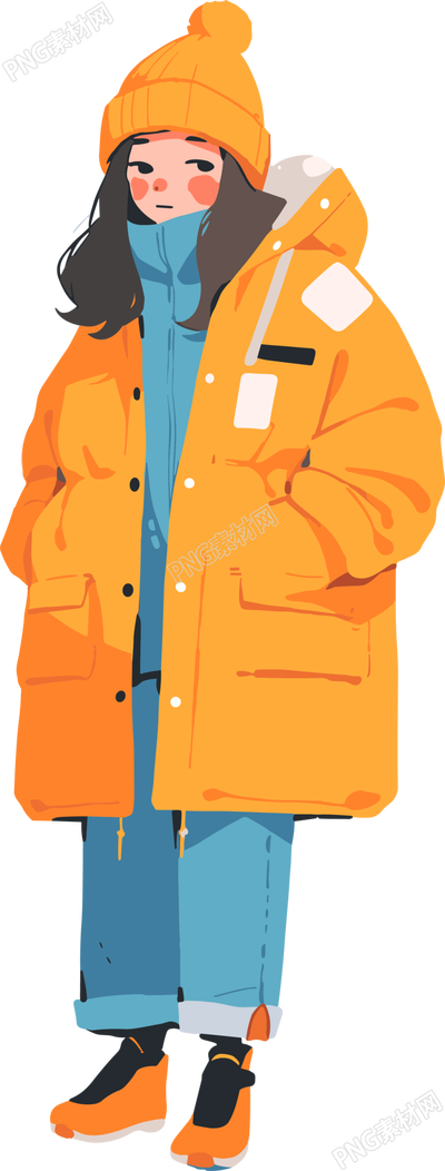 冬季羽絨服女孩保暖圖形素材