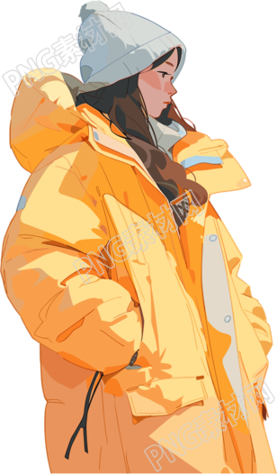 冬季羽絨服女孩插圖