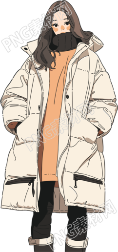 冬季羽絨服女孩高清圖形素材