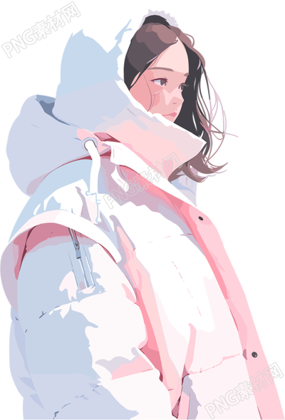 冬季羽絨服女孩創(chuàng)意插畫