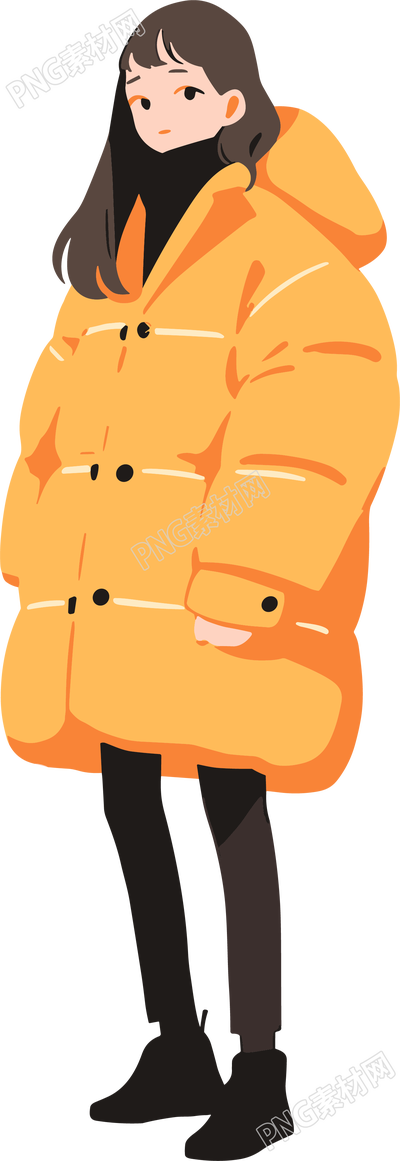 冬季羽絨服女孩PNG插圖
