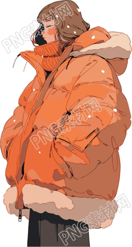 冬季羽絨服女孩2D圖形元素