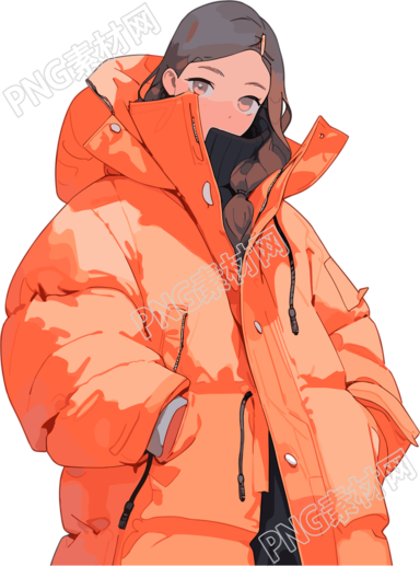 冬季羽絨服女孩商業(yè)插圖