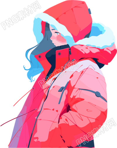 冬季羽絨服女孩PNG素材