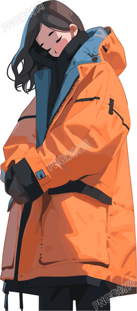 冬季羽絨服女孩可商用插圖