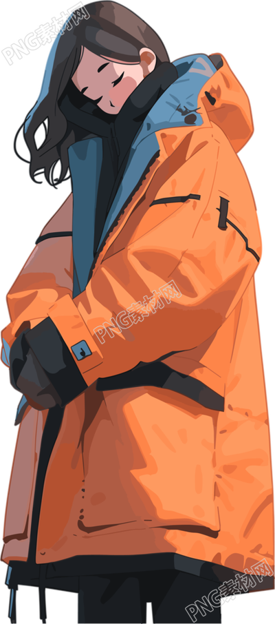 冬季羽絨服女孩可商用插圖