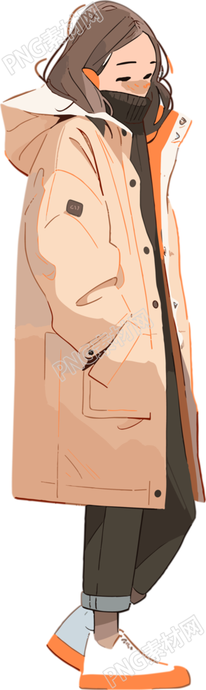 冬季羽絨服女孩保溫2D圖形插畫