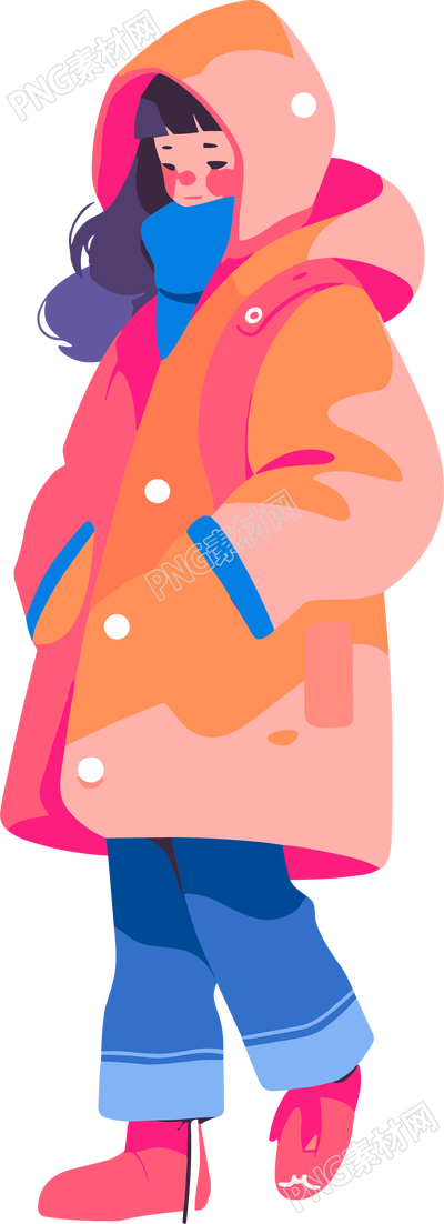 冬季羽絨服女孩溫暖素材