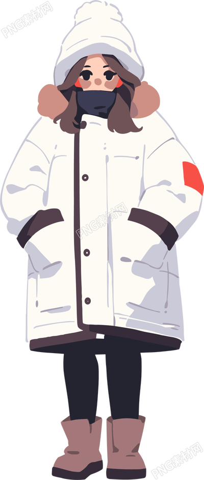 冬季羽絨服女孩保暖插畫