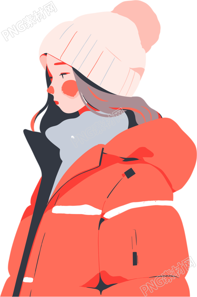 冬季羽绒服女孩2D图形插图