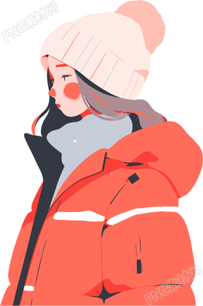 冬季羽絨服女孩2D圖形插圖