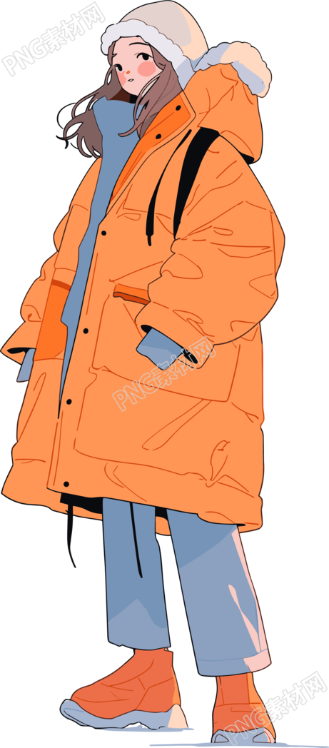 冬季羽绒服女孩时尚插画