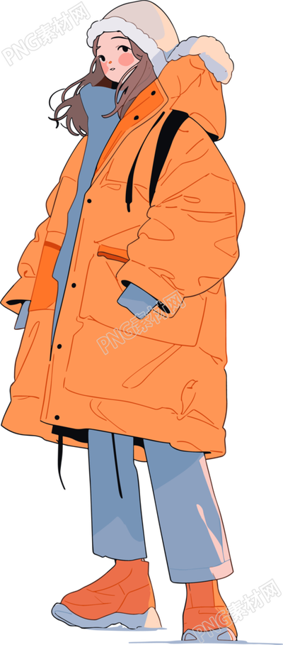 冬季羽絨服女孩時(shí)尚插畫(huà)