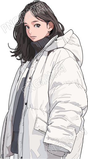 冬季羽绒服女孩透明背景素材