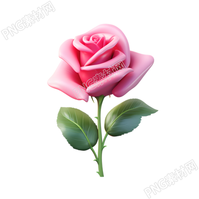 3D玫瑰花卡通風(fēng)格插圖