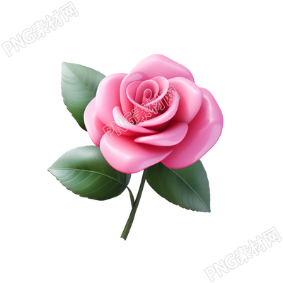 3D玫瑰花圖標(biāo)插圖