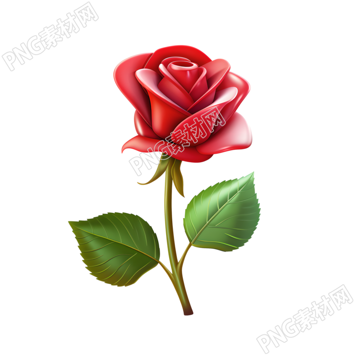 3D玫瑰花插画设计元素