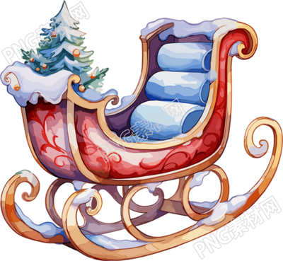 圣誕雪橇水彩插畫(huà)