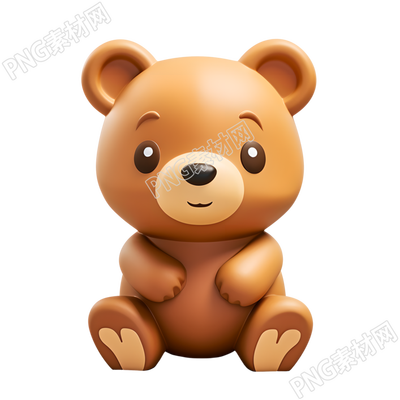 立體卡通小熊動物圖標(biāo)元素