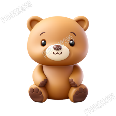 立體卡通小熊3D圖標(biāo)插畫