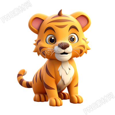 立體卡通老虎3D插畫