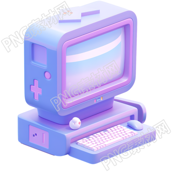 3D电脑卡通蓝紫色图标元素