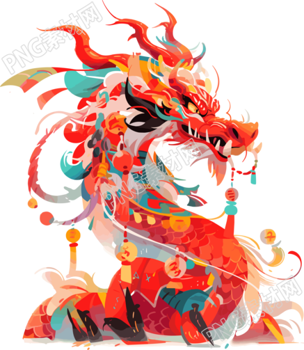 中国龙年画插画设计元素