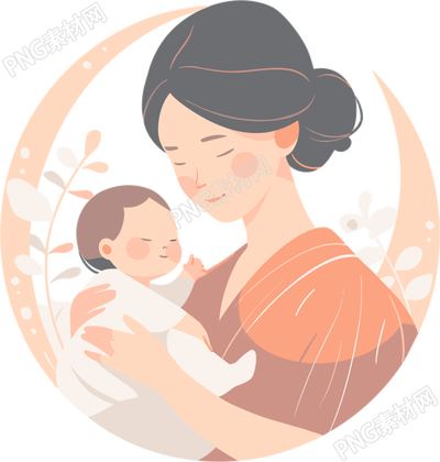 母親節(jié)嬰兒和母親中國(guó)風(fēng)插畫